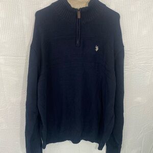 Mens U.S. Polo Assn. 2XL navy blue quarter zip sweater